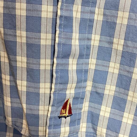 Nordstrom Button Down Shirt Blue White Checkered 100% Cotton Mens Size Large - Picture 4 of 5